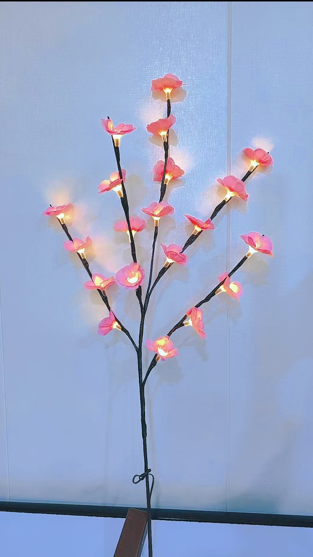 Lampe arbre fleur de pêcher rose, 20 lampes, section batterie, lumière chaude