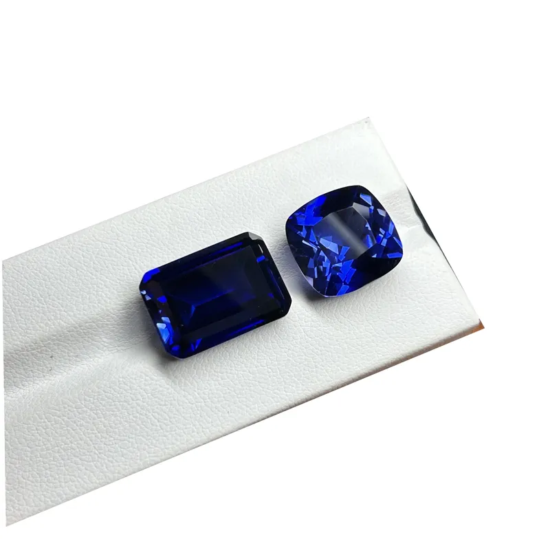 10x10mm 6 carat Lab Created Royal blue Sapphire Emerald Cut Cushion Cut synthetic Blue Sapphire price per carat for women ring