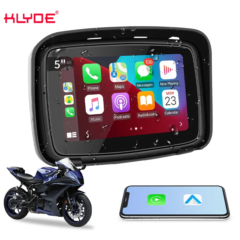 2024 gran oferta navegador GPS para motocicleta 5 pulgadas impermeable pantalla táctil externa CarPlay navegación para motocicleta