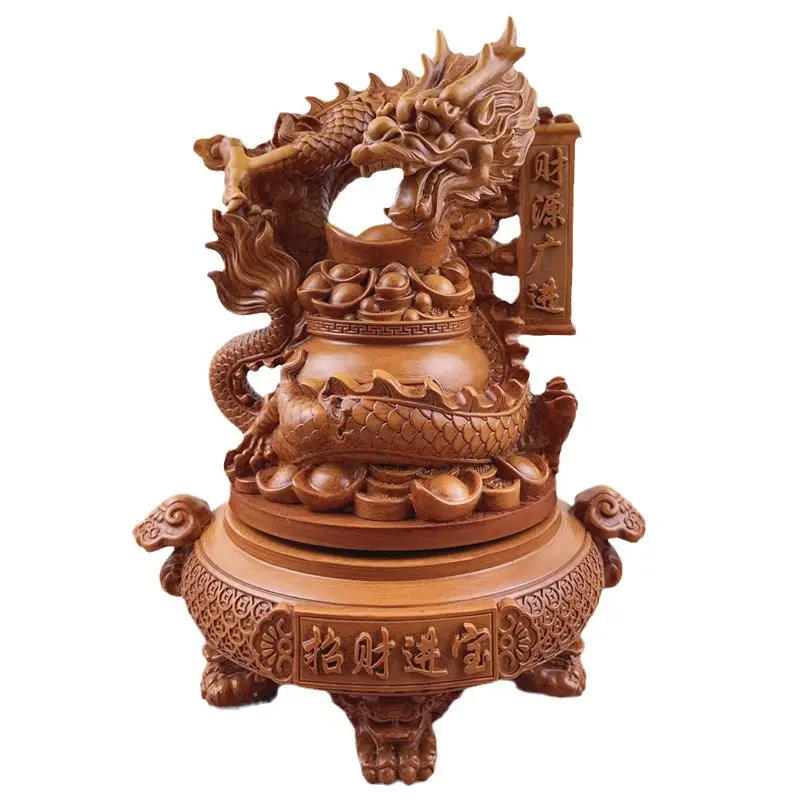 Artesanato em resina para decoração de casa, itens de Feng Shui, estatueta de madeira para lembrancinhas de dragões do zodíaco, dragão de ano novo chinês