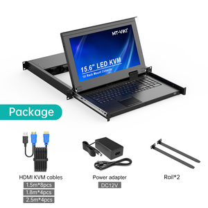 15.6英寸液晶KVM交换机8端口HDMI + 8电缆，MT-VIKI发光二极管1U机架式液晶KVM交换机抽屉控制台 - Product Image 2