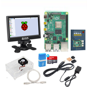 Raspberry Pi Modello B starter kit 4 2/4GB + 7 pollici LCD + alimentatore + Caso + ventola + dissipatore di Calore + Cavo + cavo di Rete + carta di 32G + lettore di schede