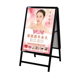定制尺寸带铝框的发光二极管灯箱展示架现代便携式海报架清漆表面处理