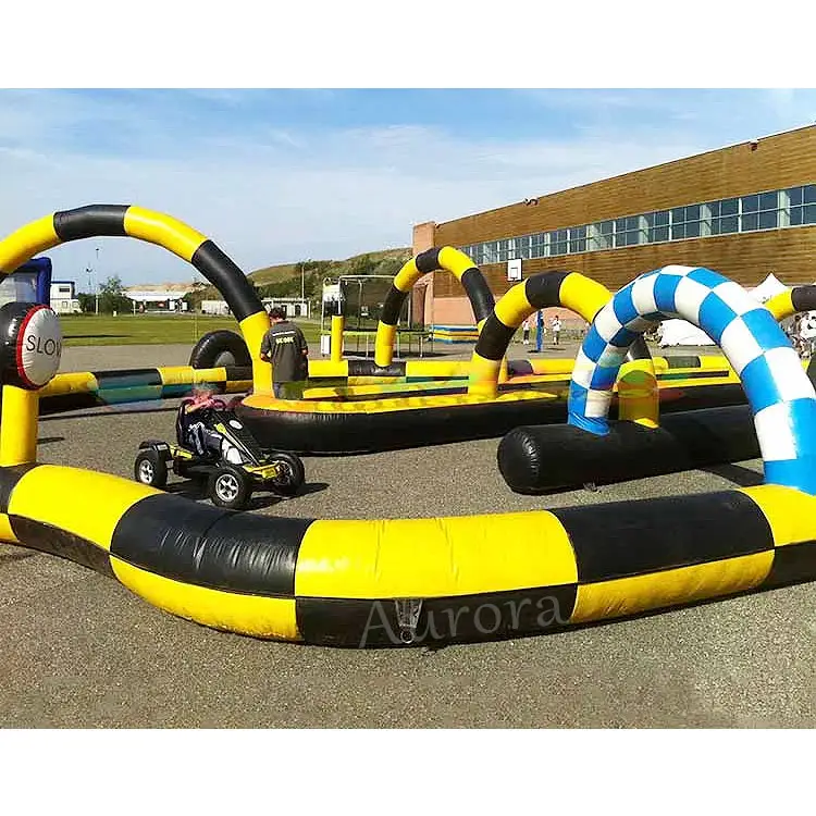 Venda quente inflável pista de corrida para carros pára-choques esporte jogo inflável pára-choques carro pista engraçada inflável ir kart racing track