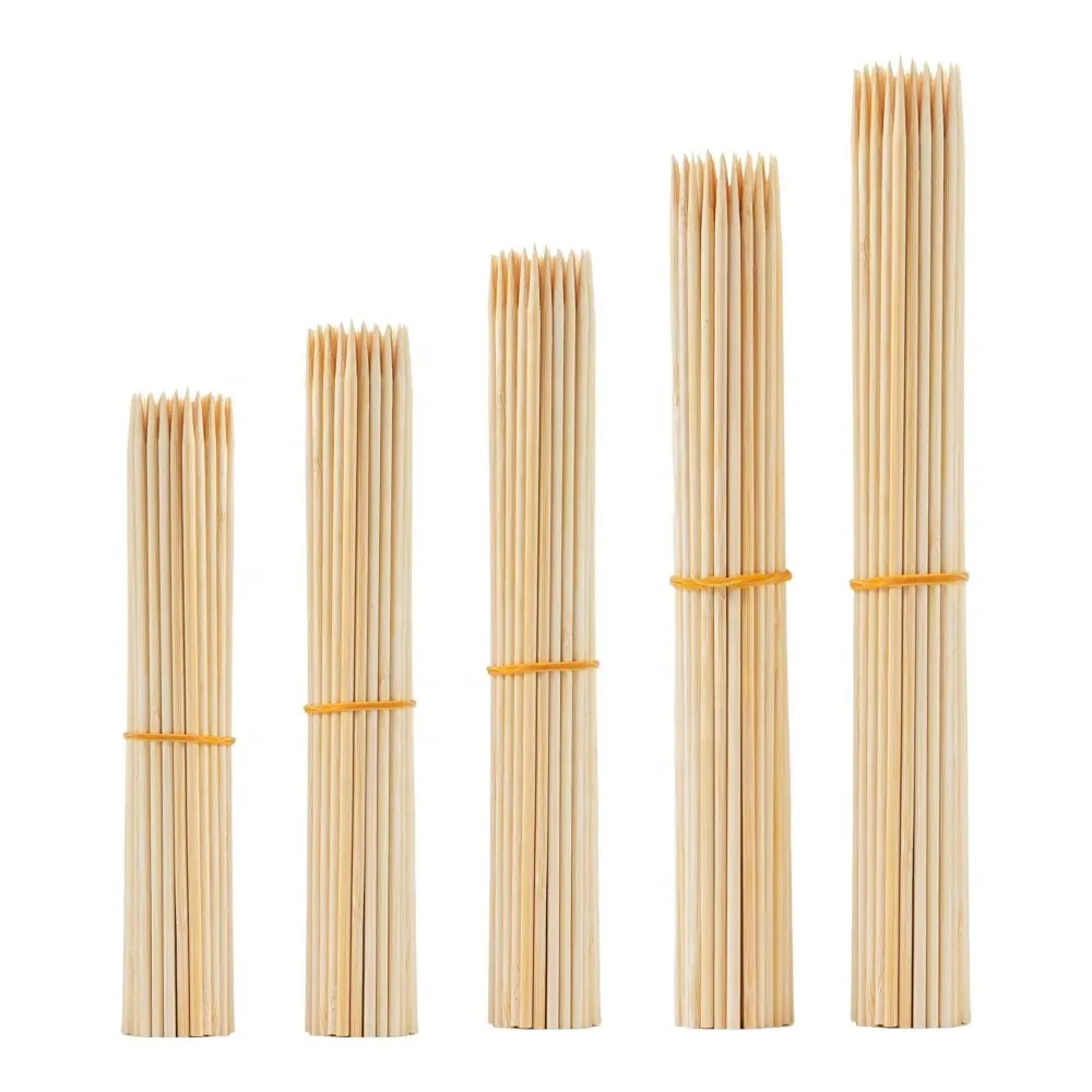 Bastoncini di bambù rotondi duri resistenti al calore da 30cm per l'ambiente e la salute bastoncini per spiedini per barbecue in bambù popolari