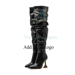 <strong>High</strong> Heel Long Boots Shoes <strong>High</strong>-heeled Knee-<strong>high</strong> Stiletto Pointed Toe Boots - Product Image 4