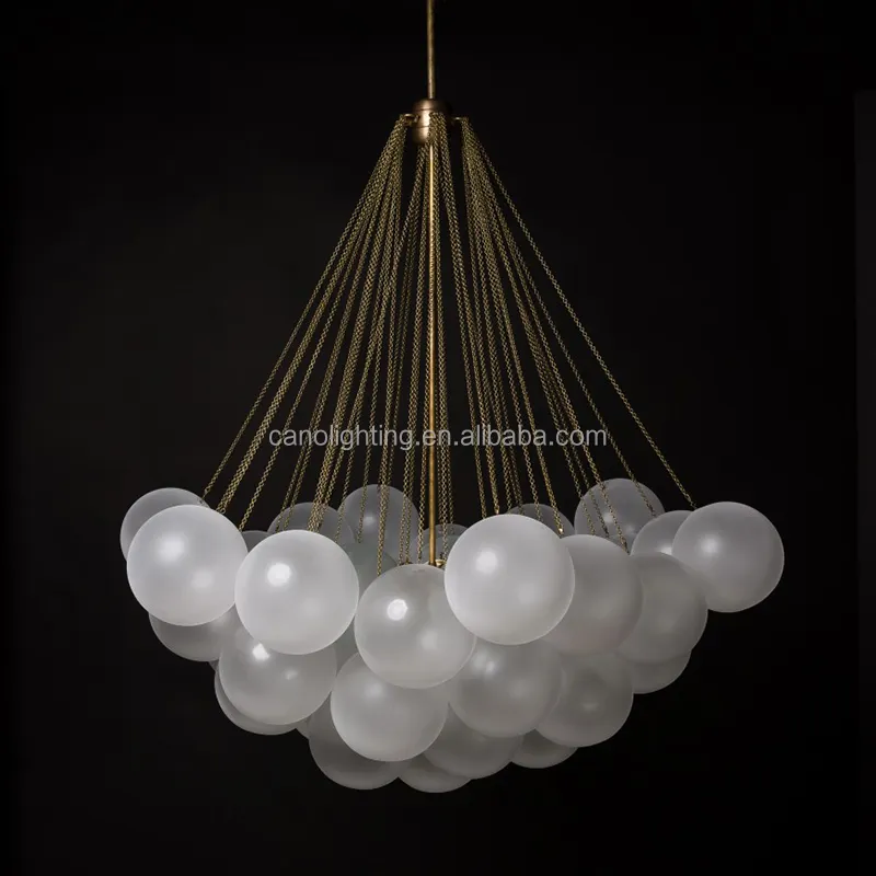 Modern Art Kaca Gelembung Awan Putih Chandelier Cahaya Perancang Busana Makan Malam Kamar Tidur Dapur Led Lampu Gantung