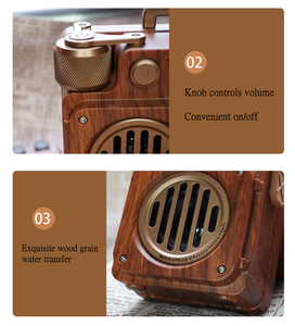Mini kablosuz hoparlör çok fonksiyonlu Retro ev Subwoofer hoparlör büyük kapasiteli pil ses kutusu ile Aux TF - Product Image 2