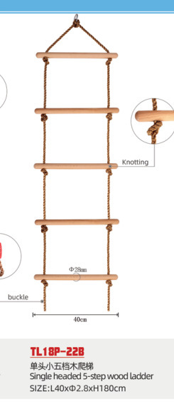 Escalera de madera B de cinco peldaños con cabezal único/múltiple.