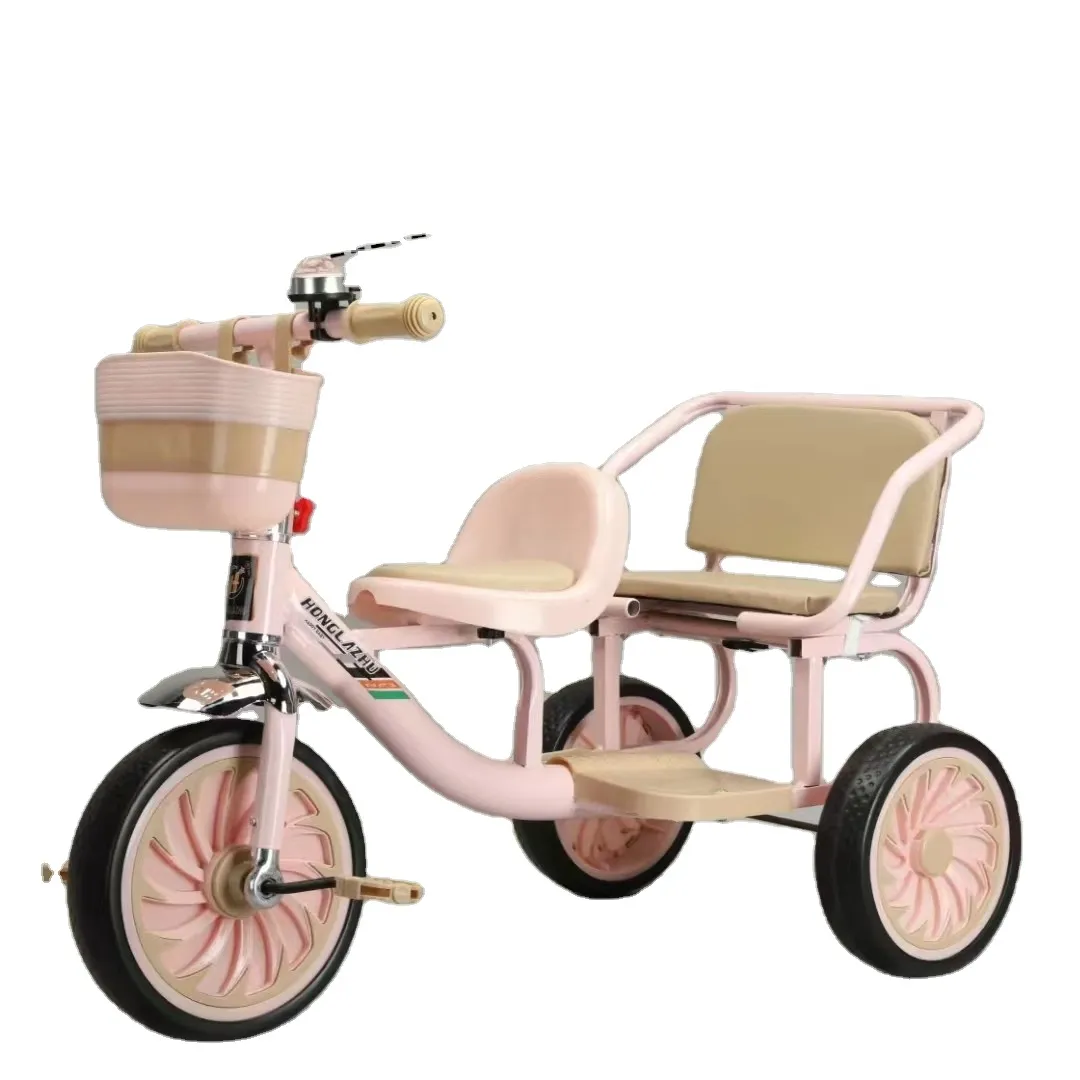 2023 New luxury children metal frame tricycle with three wheel scooter parent child electric tricycle