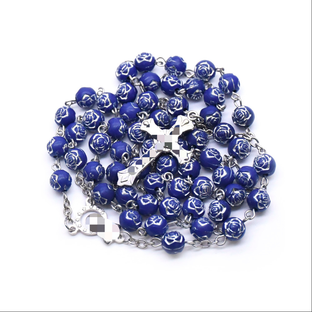 8mm Sapphire Blue Rose Beads RN-469