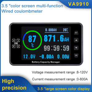 Coulometer çok fonksiyonlu pil kapasitesi ölçer voltmetre ampermetre pil 8-120V baz VA9910 ile 3.5 inç yön - Product Image 3