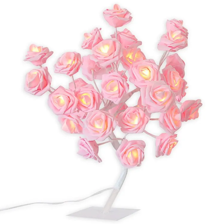 Mini Led branches de roses de noël, pièces, haute qualité, pour Table, bureau, fleurs de cerisier, décoration intérieure