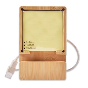 2025 Nueva estación de acoplamiento de hub USB Logotipo de grabado láser hub USB de bambú 2 entradas 4 salidas con soporte para teléfono post-it nota adhesiva