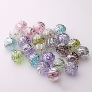 Wholesale High Quality Kids DIY Beaded Pen 16mm Round Fancy <strong>Beads</strong> Girls Handmade Phone Straps Glitter Silver Stripe Resin <strong>Beads</strong> - Product Image 1