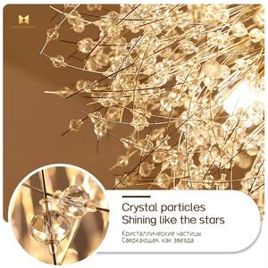 إضاءة حديثة فاخرة ورقة دائرية فرع الثريا الكريستال تتالي قاعة الولائم الفن ديكو نمط داخلي مصباح معلق - Product Image 6