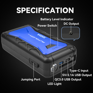 High-<strong>Power</strong> Jump Starter 160W DC <strong>Output</strong> <strong>QC3.0</strong> Fast Charging 18W Type-C <strong>Input</strong> - Product Image 5