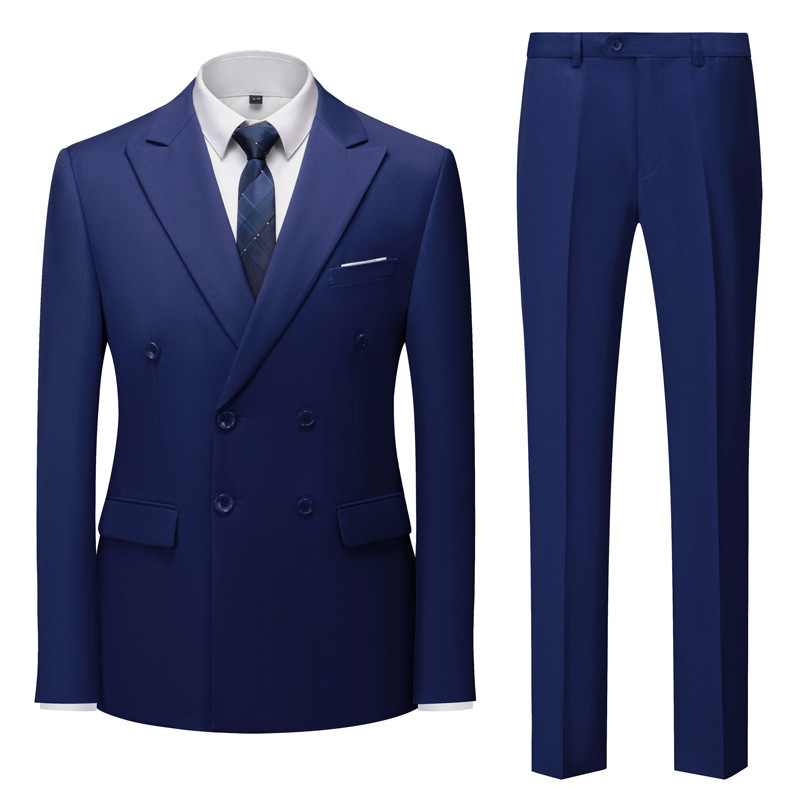 Navy Blue 2 piece trousers set gentleman suit
