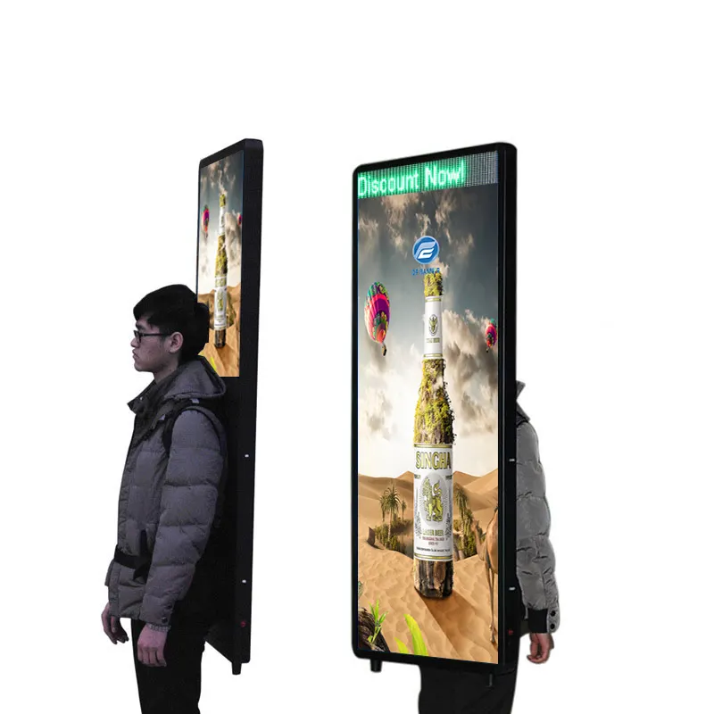 Vente en gros Boîte à lumière LED mobile pour sac à dos pour la publicité à pied pour les panneaux d'affichage et les promotions extérieures