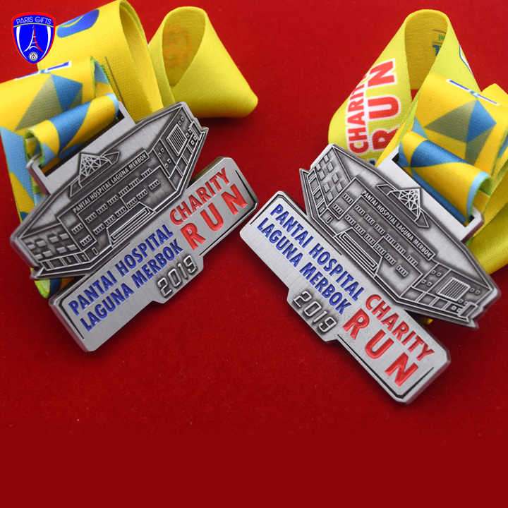 Maleisië Ziekenhuis Charity Run Vrijmetselaars Medaille Antiek Zilver Metalen Medailles Run Race Award Medaille Fabrikant