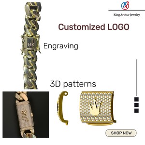 ストック14K 18k金メッキブレスレット10mm-25mm 7-9インチPulseras De Hombre男性女性カスタムプレート分厚いキューバマイアミチェーン