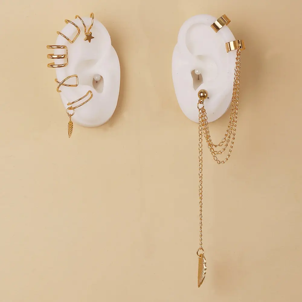Als Mode Gouden Ster Bladeren Non-Piercing Oor Clip Oorbellen Voor Vrouwen Eenvoudige Kraakbeen Oor Manchet Sieraden Clip Accessoires