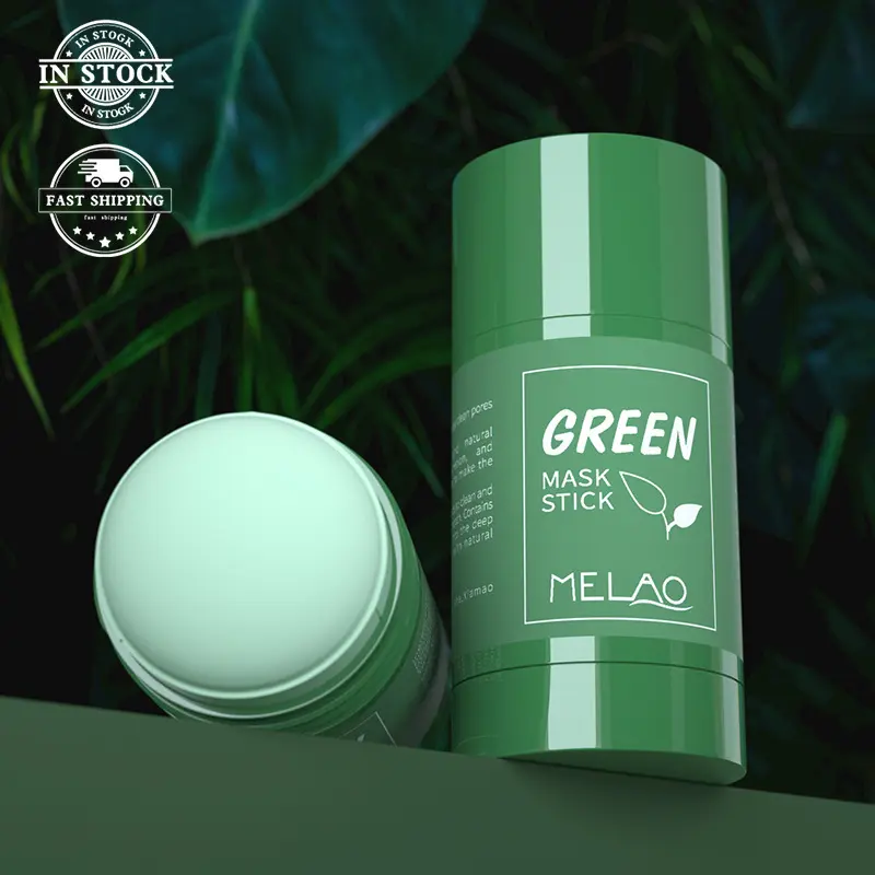 Private Label Riparazione Della Pelle Acne Rimuovere Tè Verde Purificante Maschera di Argilla Bastone Maschera di Tè Verde Bastone