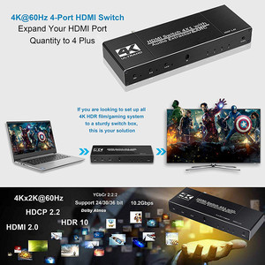 4K HDMI interruptor 4port 4 en 1 HDMI2.0b Switcher 4x1 Audio Extractor arco YUV4:2:0 - Product Image 4
