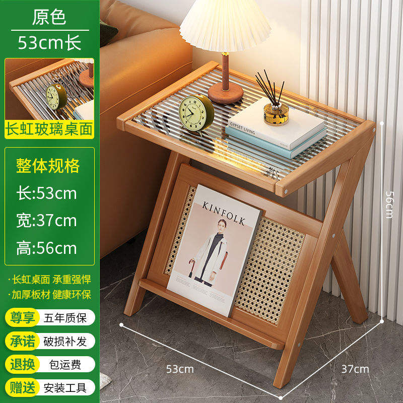 Plateau en verre trempé avec cadre entièrement en bambou, couleur d'origine, taille 53.