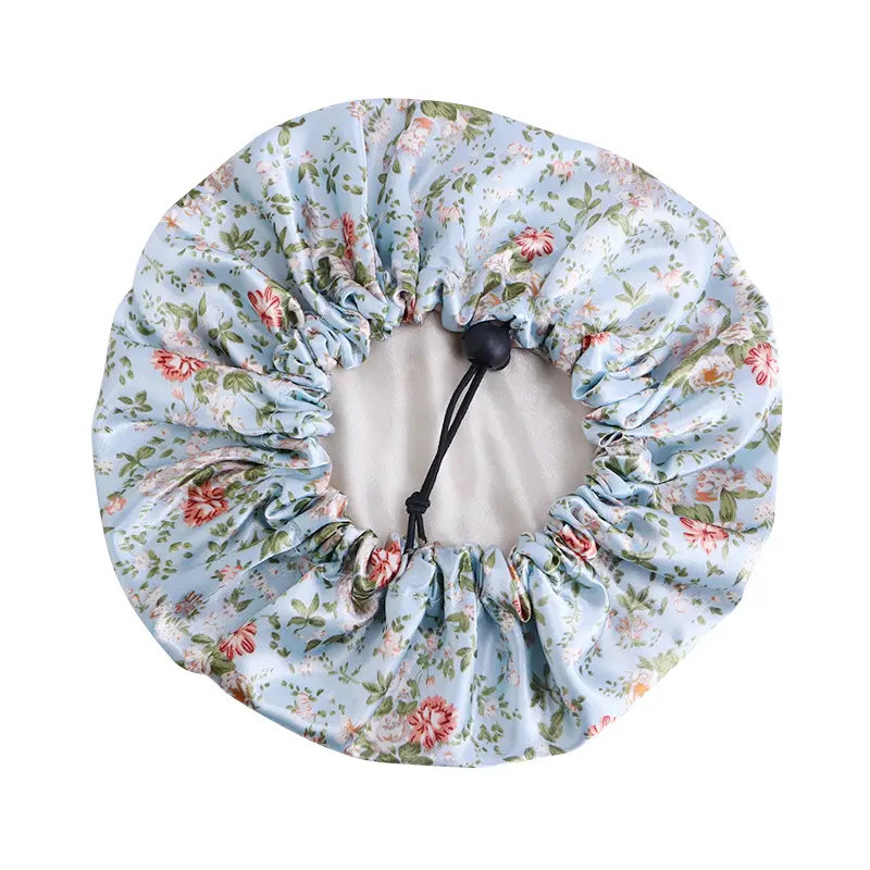 Mignon bonnet de sommeil à double couche réglable bonnet en soie à imprimé fleurs enveloppement de cheveux en satin à usage quotidien pour bébé enfants