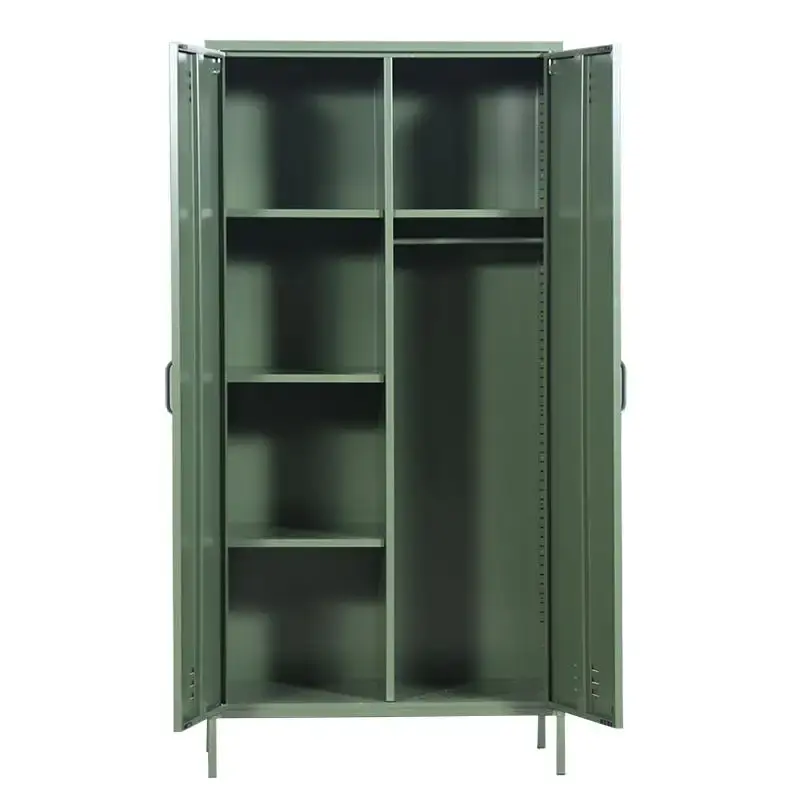 ODM OEM acier 2 portes casier de stockage de vêtements vert chambre détachable Almirah armoire avec miroir prix