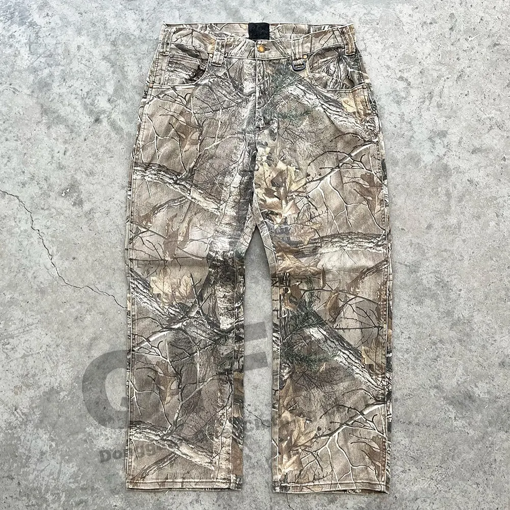 Caça personalizada alta qualidade jogger tecido bolso mens camuflagem camo homem carga calças