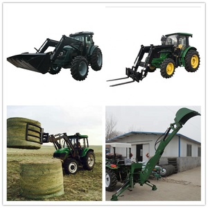 70hp 4wd农业轮式农用拖拉机，带前端装载机反铲挖掘机铲迷你traktor出售