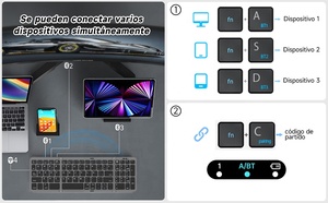 ミニワイヤレスBTキーボードiPadタブレットノートパソコン折りたたみ式スペインスペイン語数字キーパッドUSBインターフェース機械操作新品 - Product Image 6