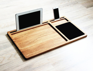 <strong>Custom</strong> Solid Wooden Multi Tasking Mobile Workstation Lap Desk Tray With Mouse Pad and Slots for Laptop <strong>Computer</strong> and Phone - Product Image 3