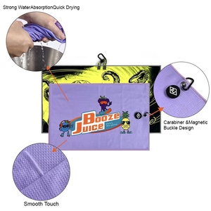 Ucuz hızlı kurutma mıknatıs Golf kulübü havlu keten elyaf dikdörtgen nakış mikrofiber spor Golf havlusu ile özel logo