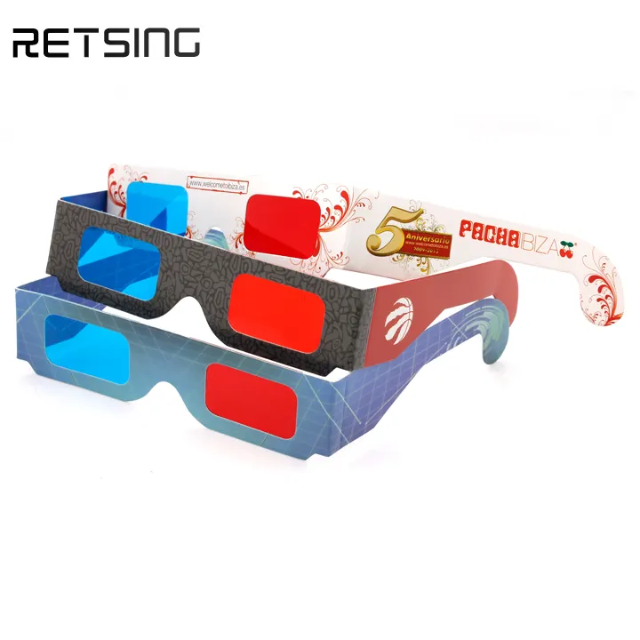Custom Logo Printing Paper Red/cyan Red/blue Anaglyph 3d Glasses Wholesale