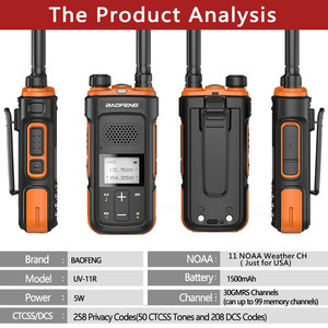 BAOFENG UV-11R GMRS Radio ripetitore in grado Radio bidirezionale con NOAA allarmi meteo e scansione a lungo raggio di supporto di tipo C ricarica - Product Image 2