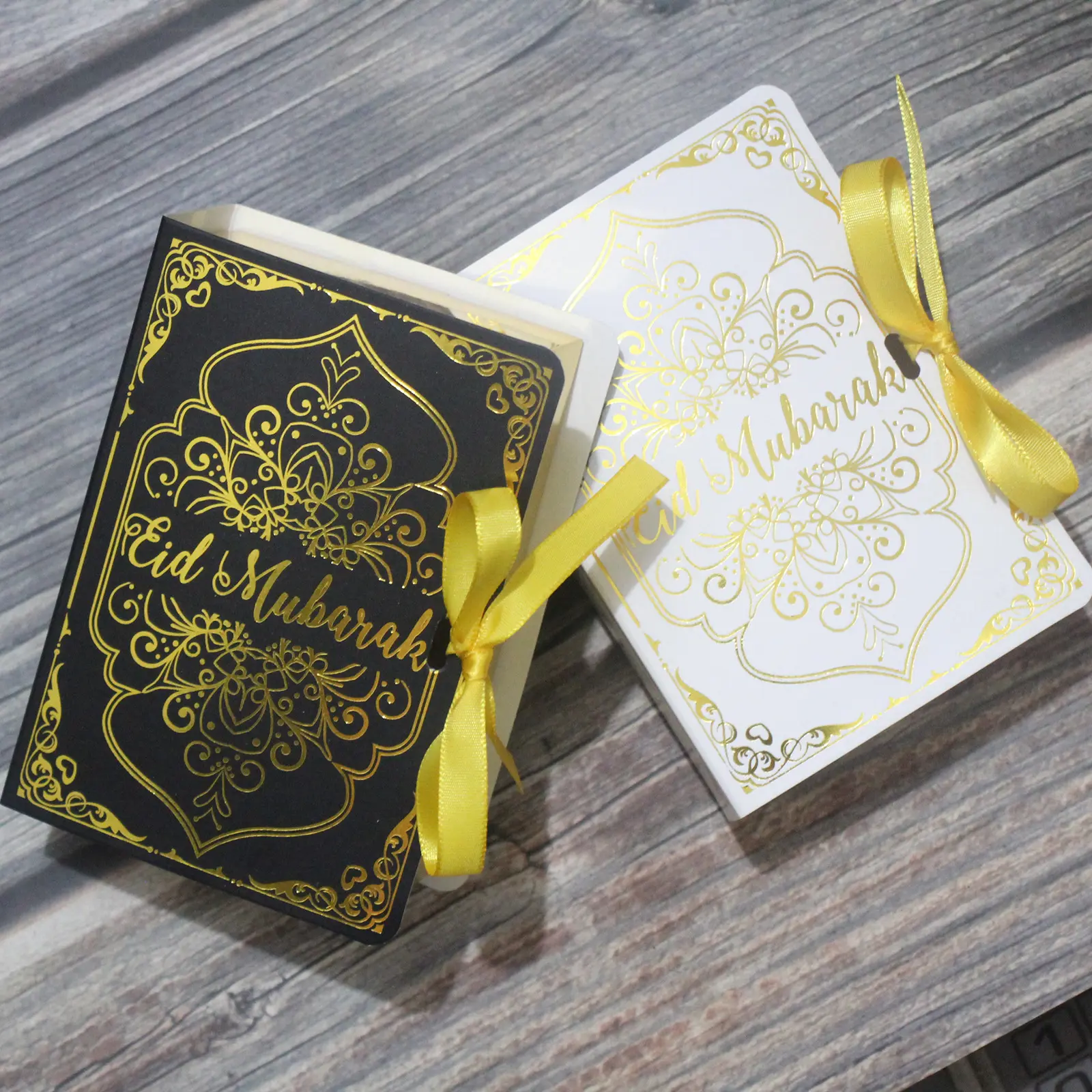 Caja de dulces Eid Mubarak, libros de Ramadán, caja de regalo de papel, libro de estampado en caliente islámico para niños, caja de Corán en forma de decoración de fiesta de Festival