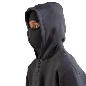 Hoody üreticisi özel yüksek kalite erkek tam yüz maskeli <span class=keywords><strong>Zip</strong></span> up Balaklava pamuk kapüşonlu Hommes Balaclava fermuarlı kapüşonlu kıyafet