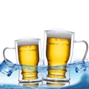 550ml yenilik yaratıcı amerikan tarzı termal çift duvar cam bira kulplu fincan büyük kapasiteli kupa şarap/kahve/içecek
