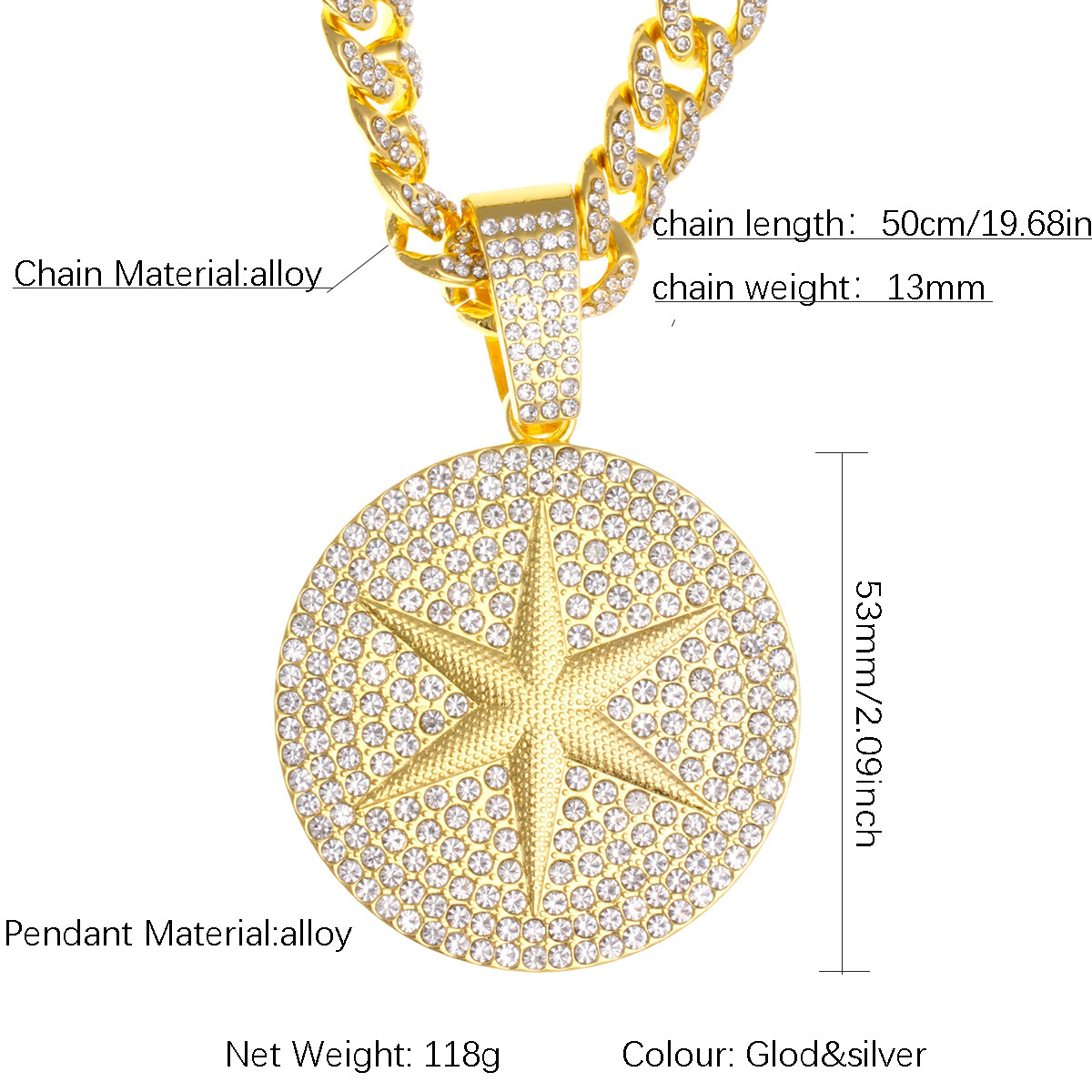 Golden round pendant necklace