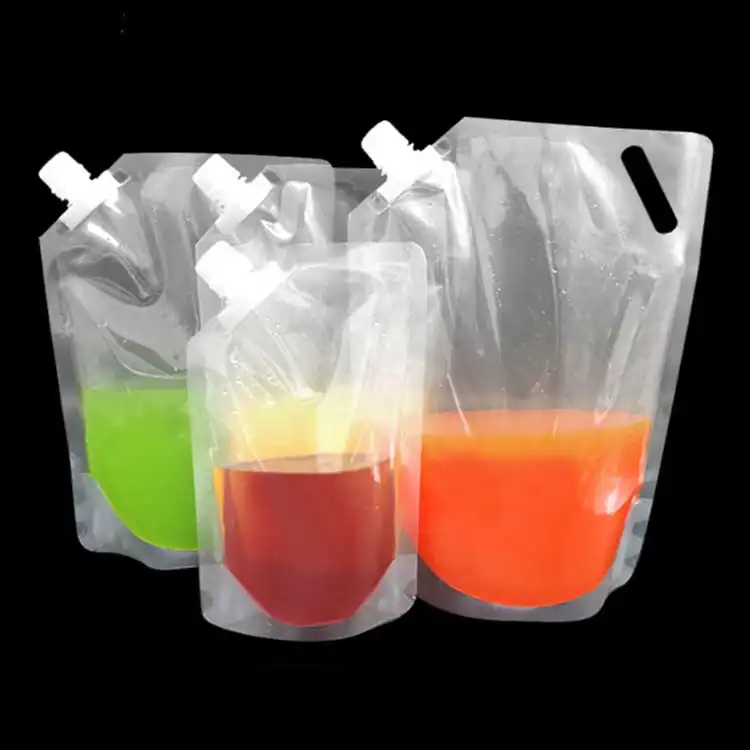 Printed stand up pouch with suction nozzle/ screw top plastic bag
