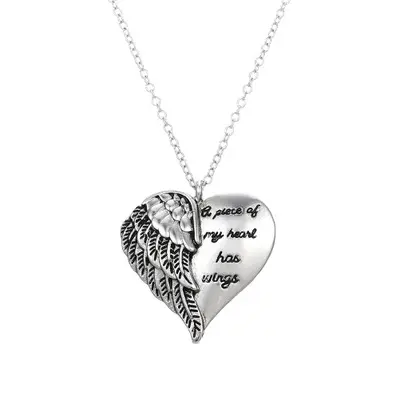 Ali d'angelo a forma di cuore caldo con scritta "un pezzo del mio cuore ha ali" collana per gioielli regalo da donna