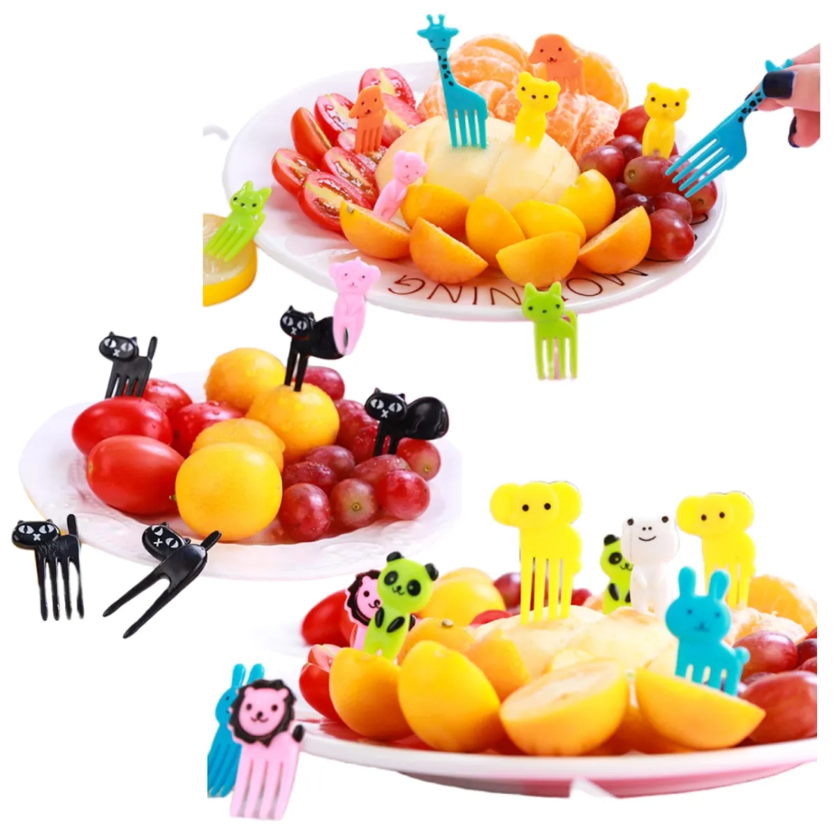Bento escolhe garfo de comida em forma de animal de desenho animado para uso familiar, garfo de frutas para presente de festa, mini garfo para viagens de crianças