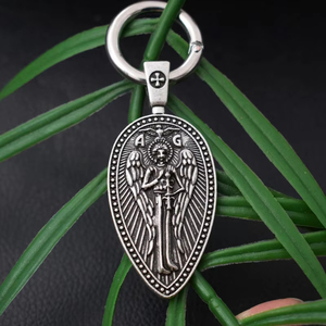 Viking <strong>St</strong>.Archangel Saint Keychain Gabriel Protect Me Saint Shield Protection Tree of Life Goddess <strong>Key</strong> <strong>Rings</strong> for Mother Gifts - Product Image 3