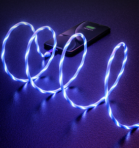 2025趋势蓝色格力红白1m USB a型至C LED 3A快速充电点亮数据线Usb C