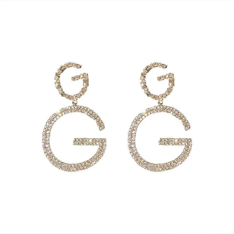 Vente en gros de boucles d'oreilles de luxe Boucles d'oreilles de créateur Marque Logo correct Lettre G Boucles d'oreilles en diamant