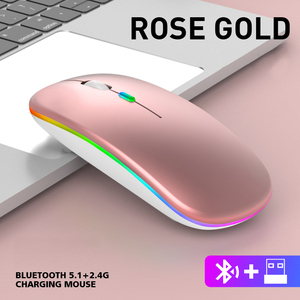 Custom mini ricaricabile BT5.0 senza fili mouse ergonomico LED retroilluminazione di gioco silenzioso 2.4GHz mouse per il computer portatile e - Product Image 4