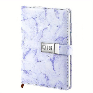 A5 Vintage Marbled PU Leather Password Book <strong>with</strong> <strong>Lock</strong> Customizable Secure <strong>Notebook</strong> for Personal or Office Use - Product Image 2